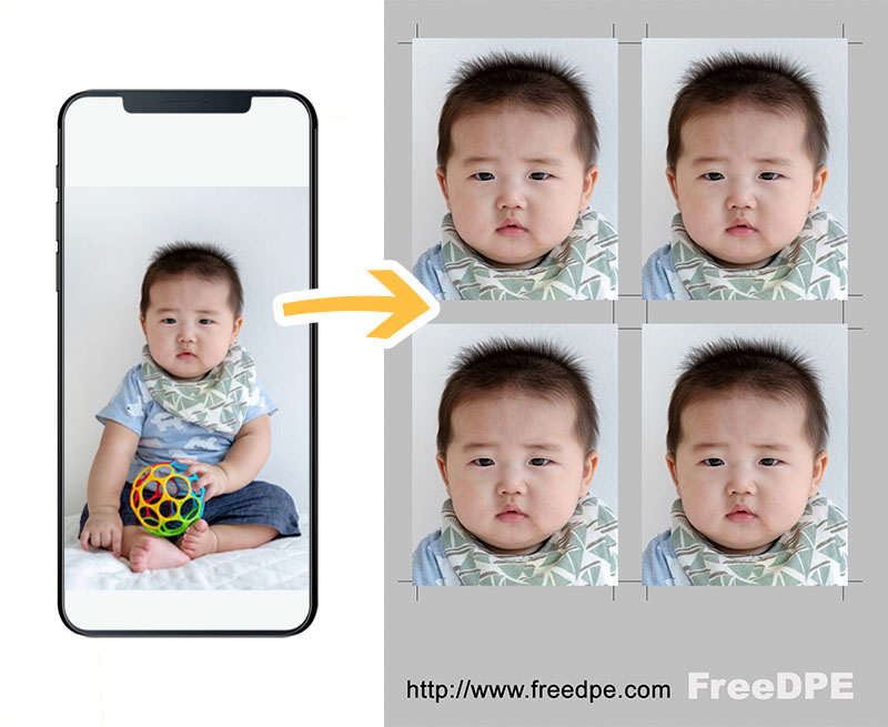 スマホから赤ちゃんの証明写真を作るサンプル